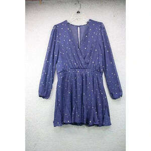 Altar's State Navy Blue w/Gold Stars Dress-Size XL-Long Semi-Sheer Sleeves-Lined